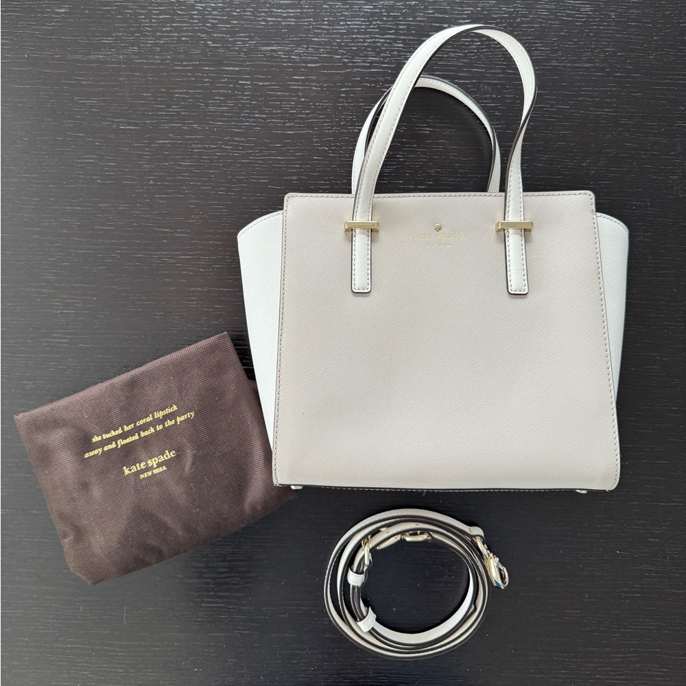 Kate Spade Small Satchel in light grey/white